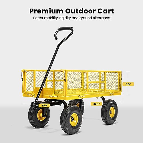 VIVOHOME Yellow Garden Cart with Heavy Duty Green Wheels for Yard Work 880 Lbs Capacity  
| VIVOHOME Foldable Yellow Ga