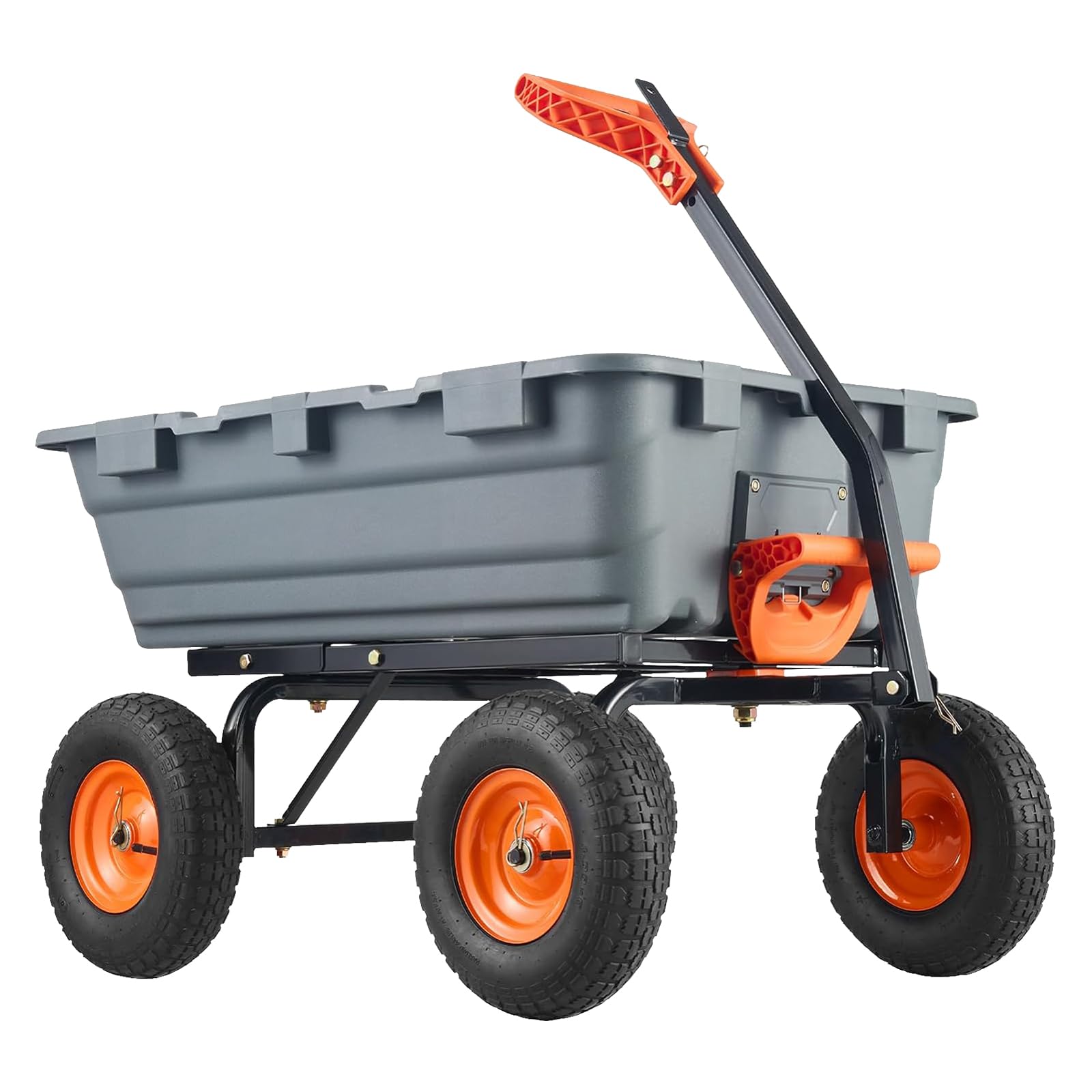 800LB Heavy Duty Poly Dump Cart - All-Terrain Garden Utility Cart for Yard/Farm/ATV - Quick-Release & Flat-Free Tires -