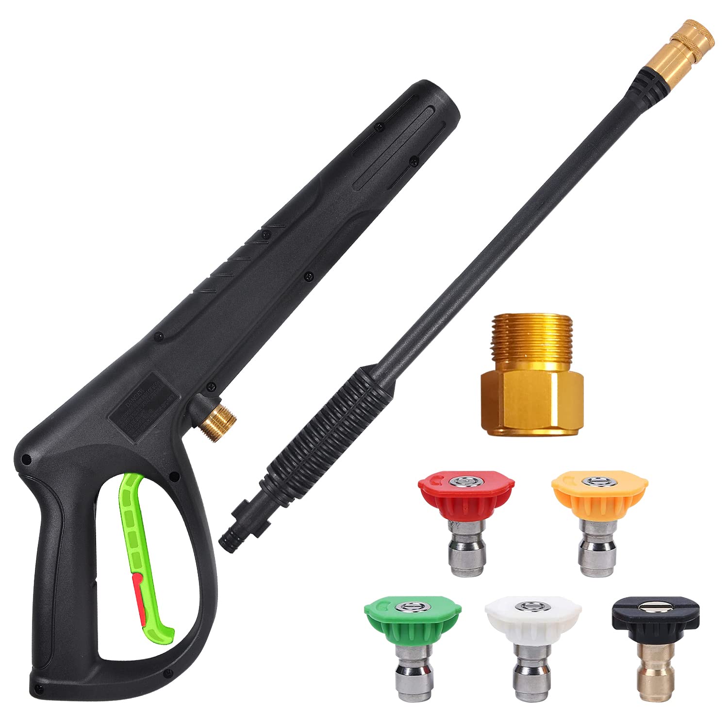  Ryobi Karcher Powerstroke Greenworks Pressure Washer Gun with Extension Wand & 5 Spray Nozzle Tips, M22-14mm & M22-15mm