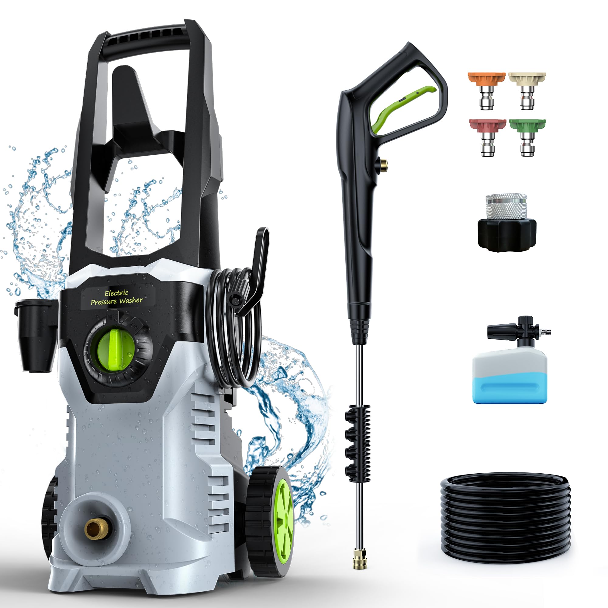 4800PSI |0 GPM Max Electric Power Washer for Cars, Fences, Patios and Driveway
| High Pressure 48FT Total Long Electric